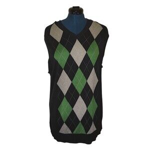 Banana Republic Argyle Sweater Vest Silk Cotton Cashmere Blend  Men’s size XL
